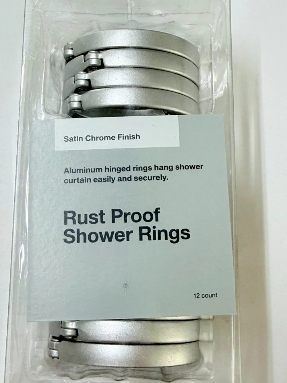 Made By Design Rust Proof Shower Curtain Rings 12 Count Satin Chrome Aluminum